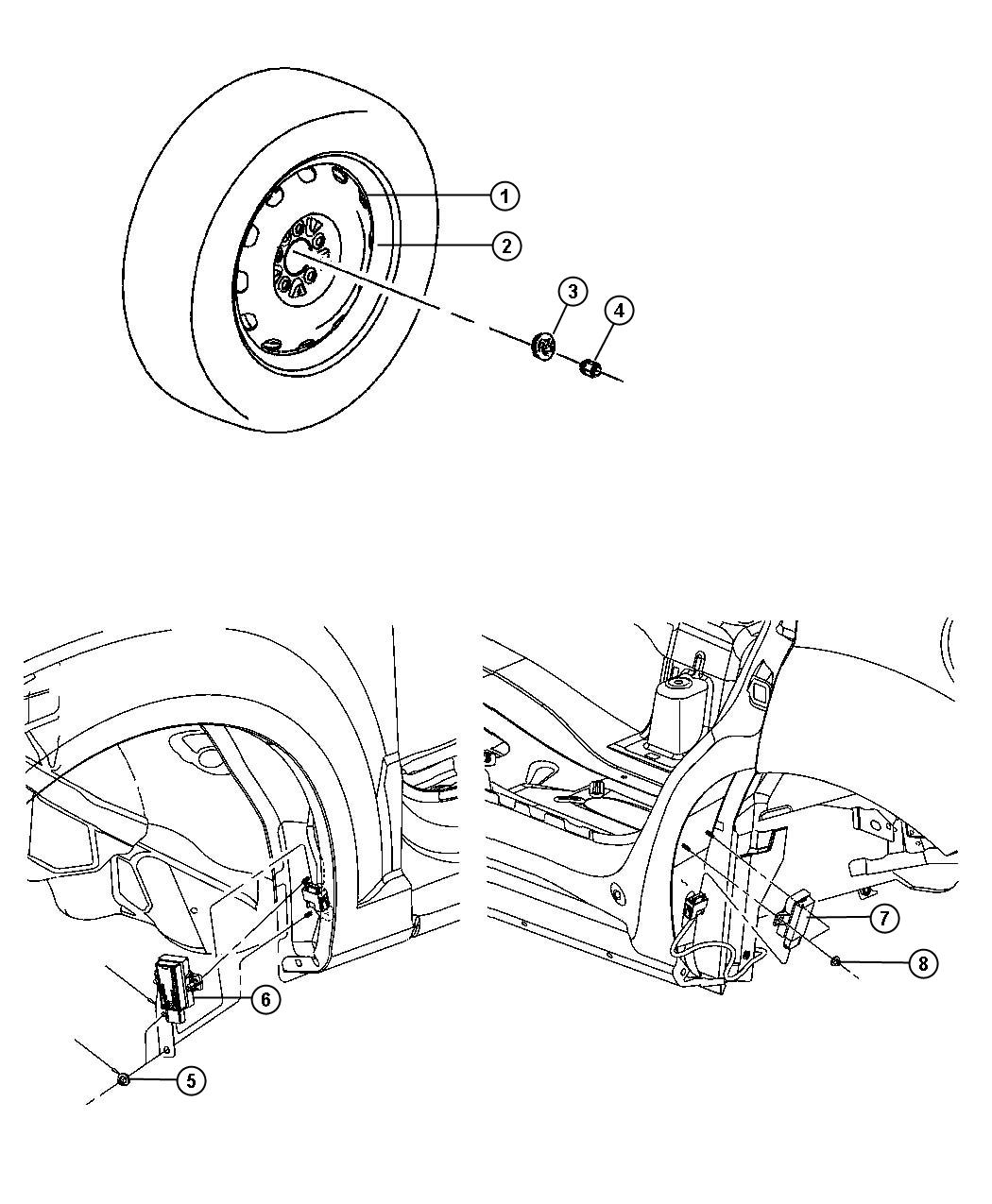 Diagram Wheels and Hardware. for your 2008 Jeep Patriot   