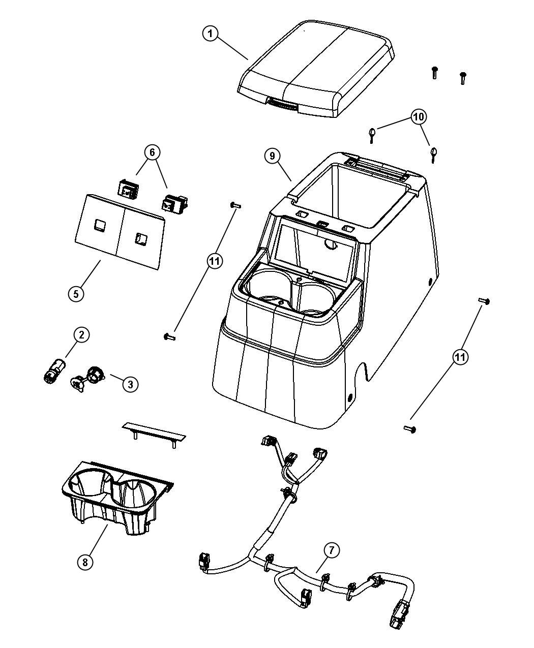 Floor Console Rear. Diagram