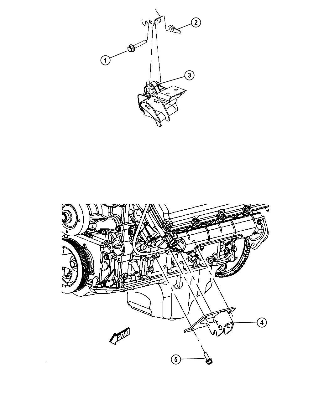 Diagram Engine Mounting Left Side RWD/2WD 5.7L [5.7L Hemi Multi Displacement Engine]. for your 2000 Chrysler 300  M 