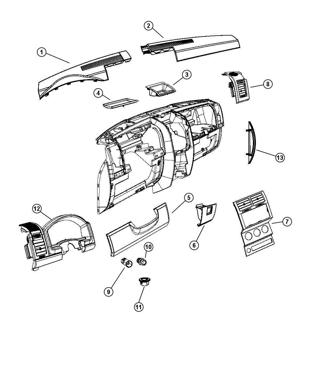 Diagram Instrument Panel Trim. for your 2000 Chrysler 300  M 