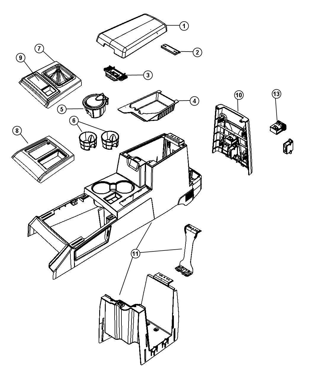 Diagram Floor Console Front. for your 2000 Chrysler 300  M 