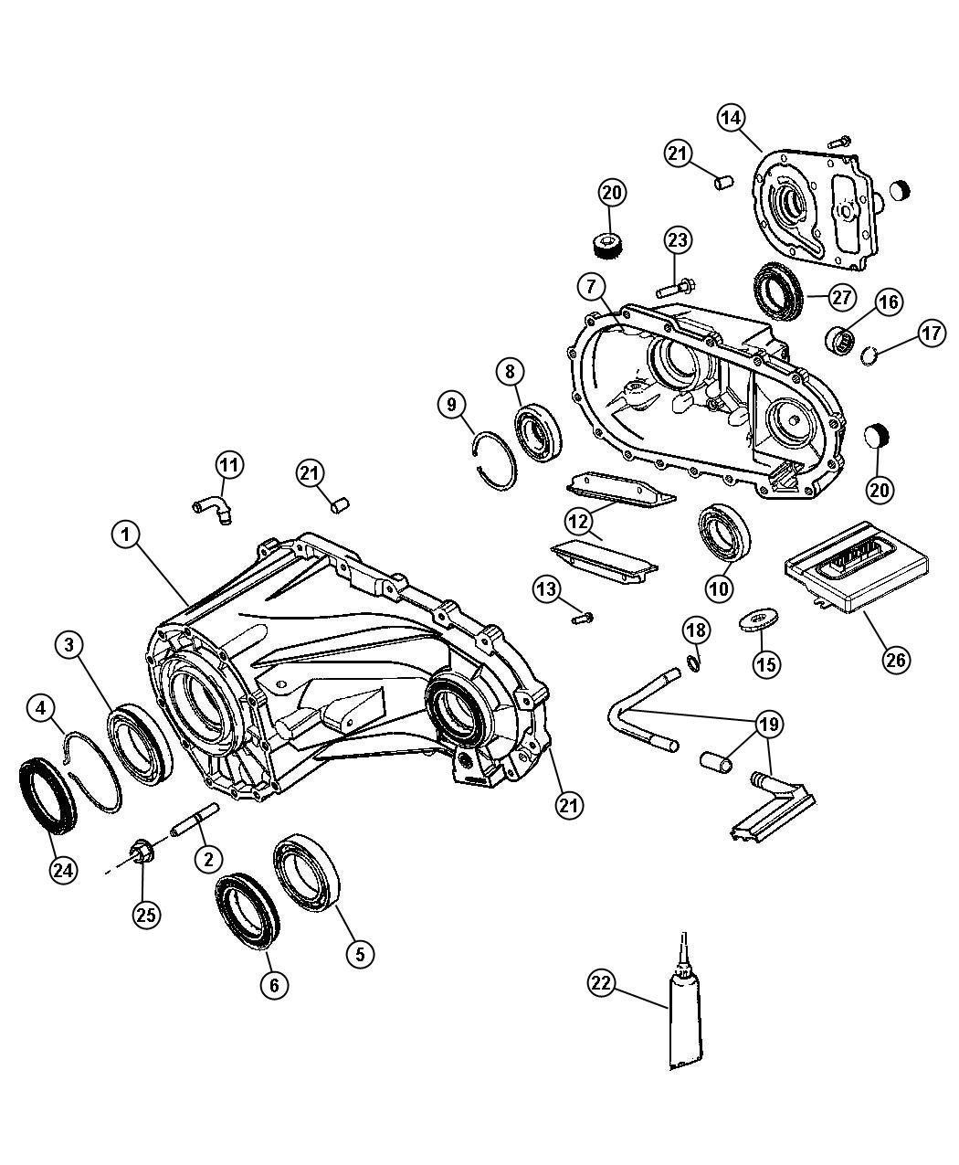 Diagram Case And Related Parts MP 1522 [Command Trac II - Part Time 4WD]. for your Jeep