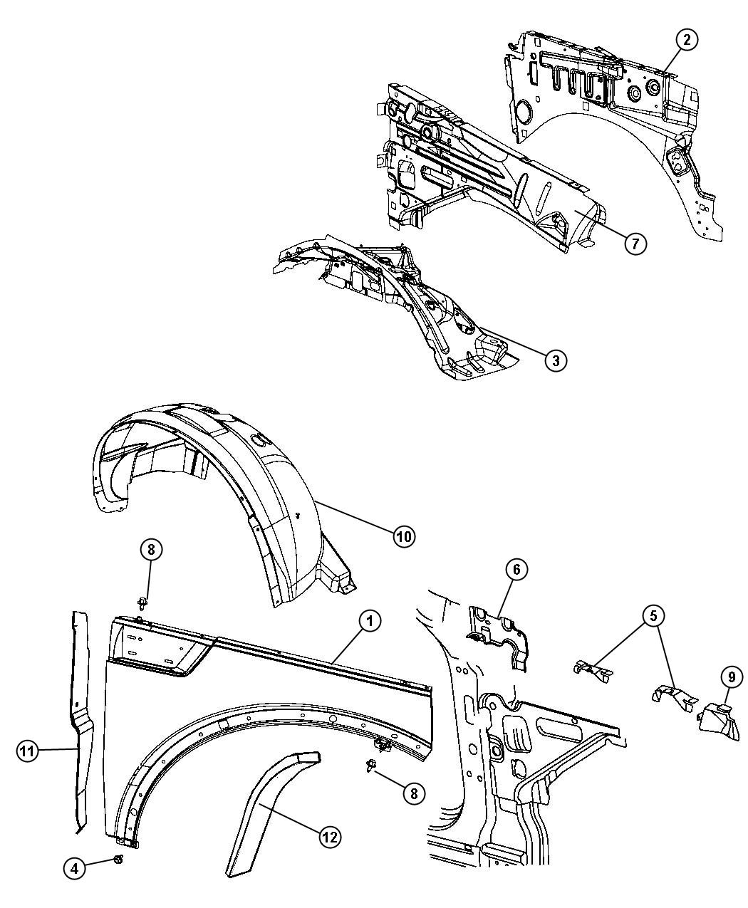 Diagram Front Fender. for your Jeep