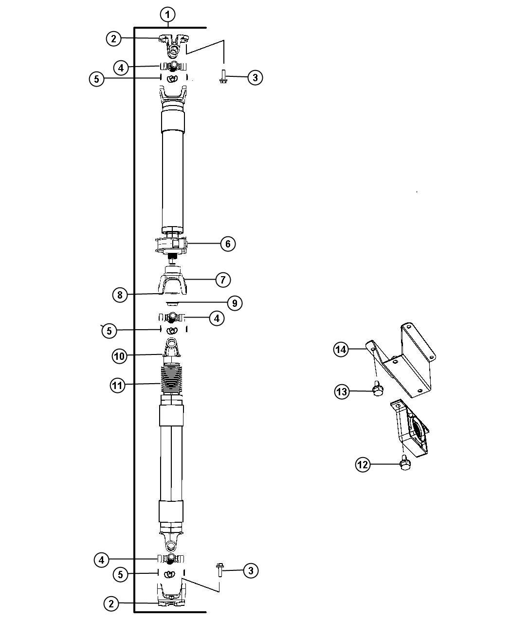 Diagram Shaft,Drive,Rear,2-Piece,Line 4,5,Body 43,63,64. for your Dodge Ram 5500  