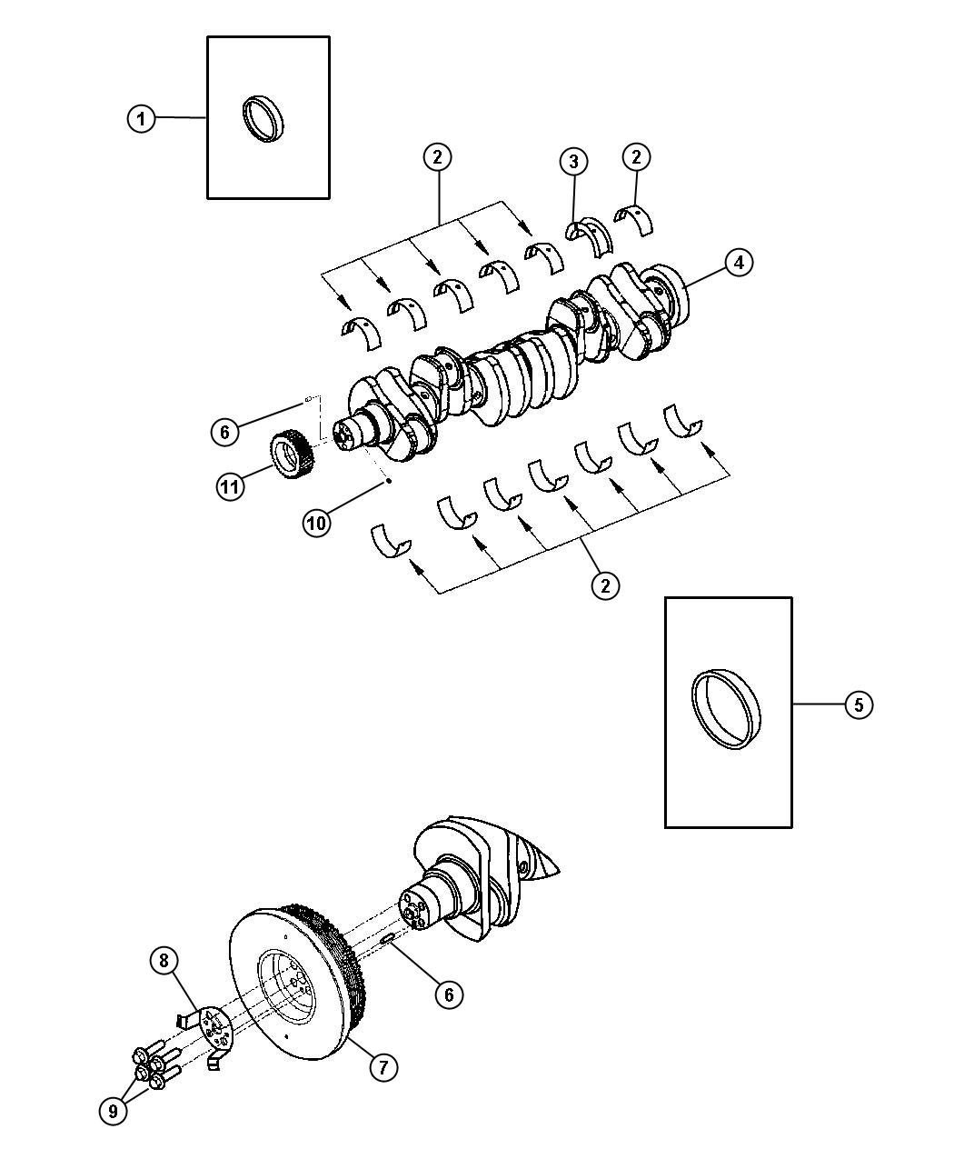 Diagram Crankshaft, Crankshaft Bearings And Vibration Damper 6.7L [6.7L I6 CUMMINS TURBO DIESEL ENGINE]. for your 1999 Chrysler 300  M 