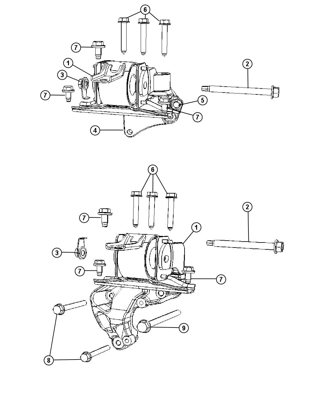 Diagram Engine Mounting Right Side AWD/4WD 2.0L [2.0L 4 Cyl DOHC 16V Dual VVT Engine]. for your 1999 Chrysler 300  M 