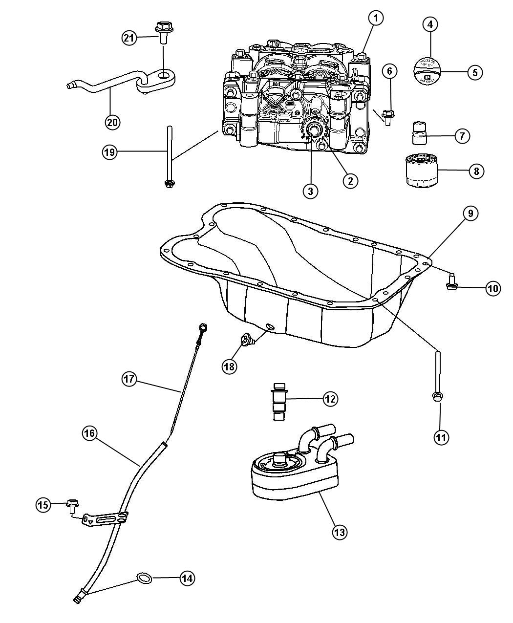 Diagram Engine Oiling Pump 2.4L [2.4L I4 DOHC 16V DUAL VVT ENGINE]. for your Jeep Compass  