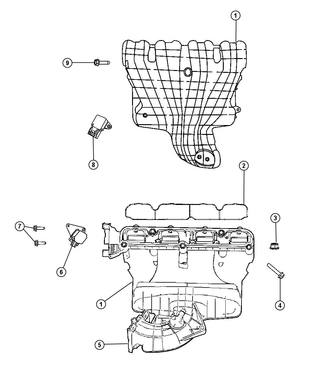 Diagram Intake Manifold 2.4L [2.4L I4 DOHC 16V DUAL VVT ENGINE]. for your Jeep Compass  