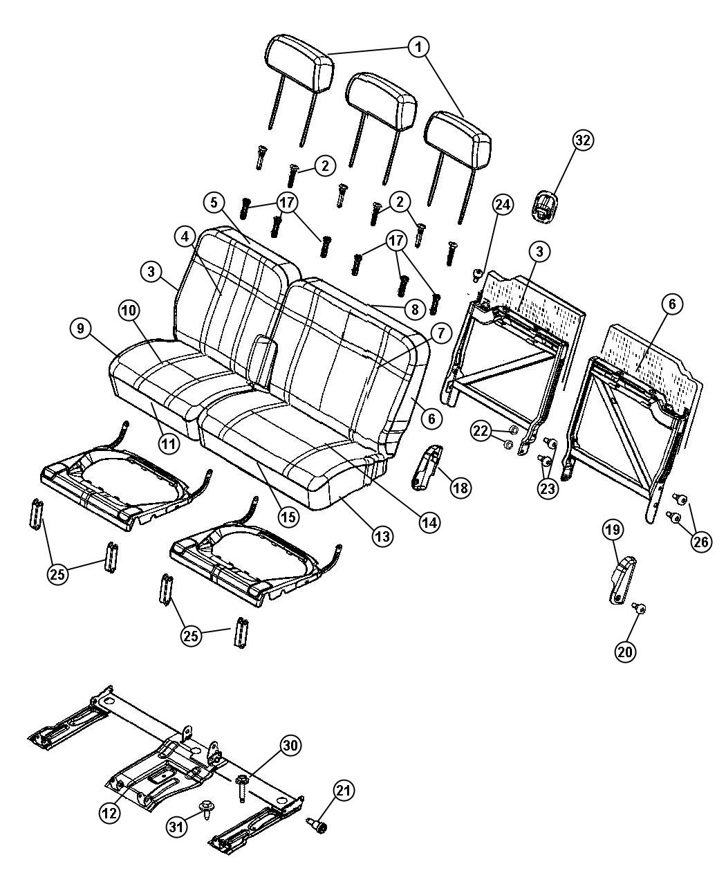 Rear Seat - Split Seat - Trim Code [S7]. Diagram