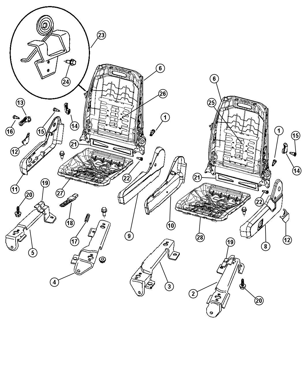 Diagram Risers-Miscellaneous Front Seat Attachments. for your Chrysler