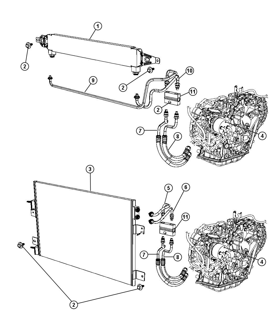 Diagram Transmission Oil Cooler and Lines. for your 2004 Chrysler 300  M 