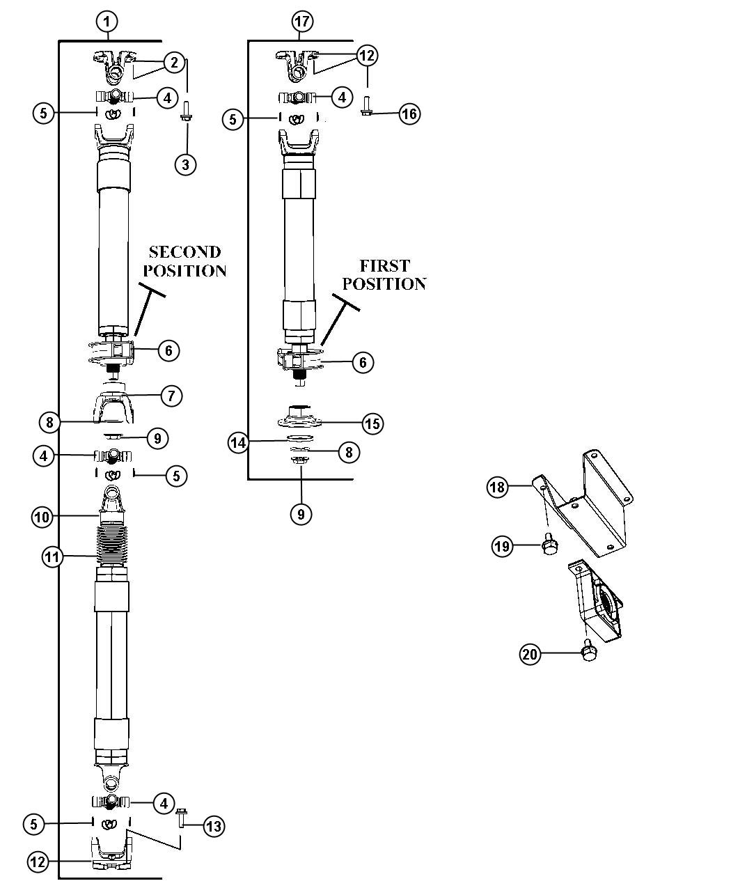 Diagram Shaft,Drive,Rear,3-Piece,Line 0,4,5,9,Body 44,65,66. for your Dodge Ram 5500  