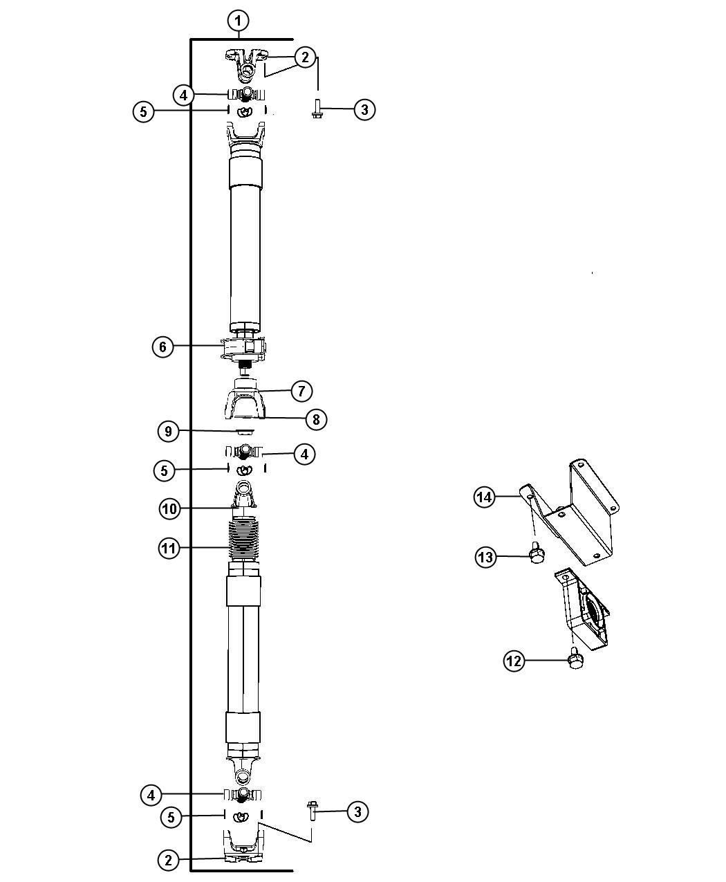 Diagram Shaft,Drive,Rear,2-Piece,Line 0,9,Body 43,44,64,65. for your Dodge Ram 5500  