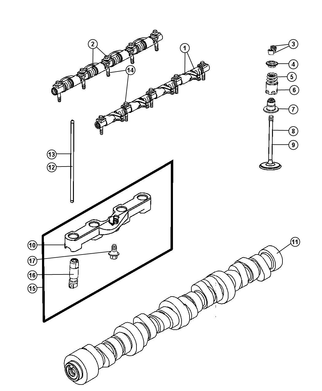 Diagram Camshaft And Valvetrain 6.1L [6.1L V8 SRT HEMI ENGINE]. for your Dodge Magnum  