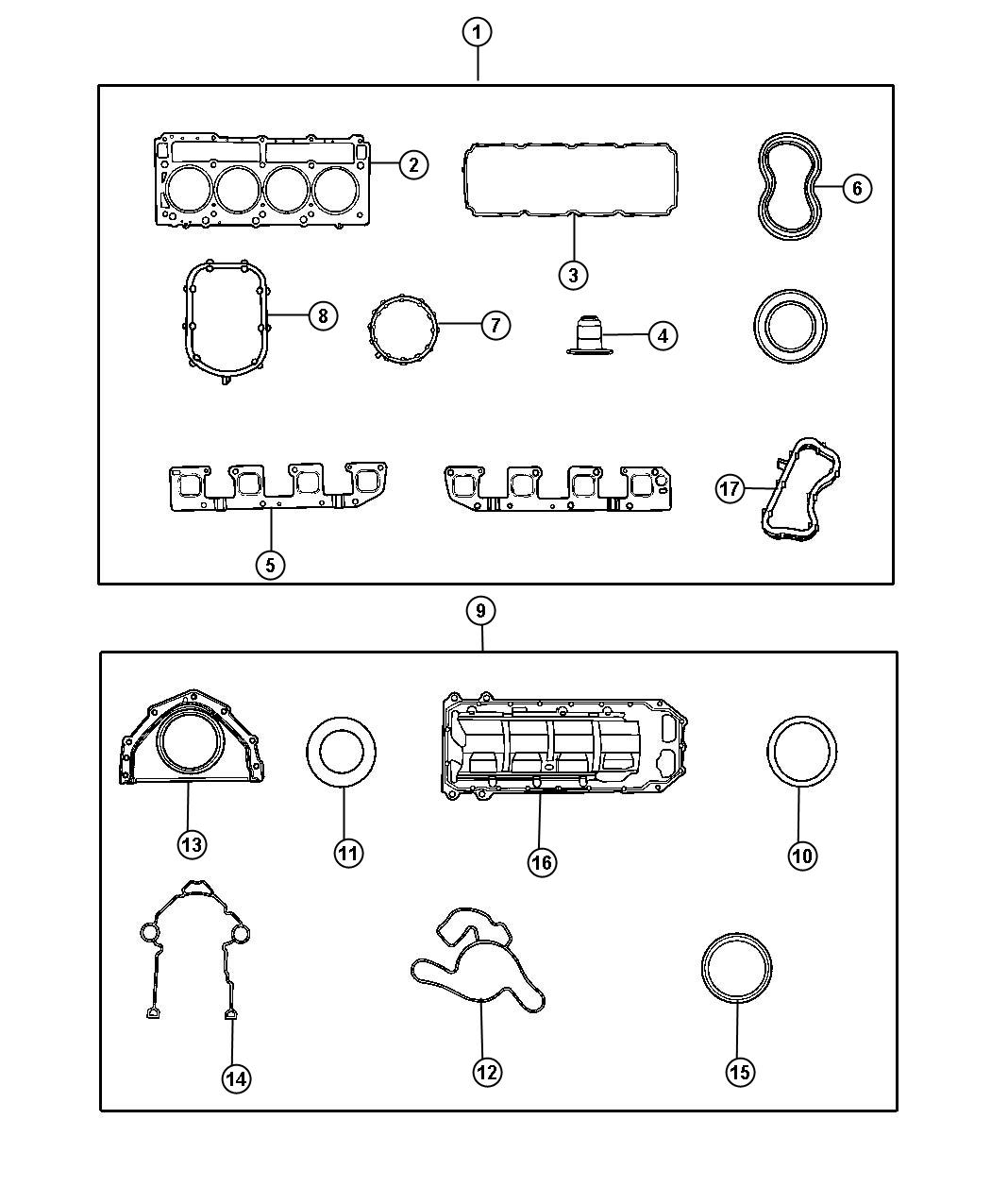 Diagram Engine Gasket Packages 5.7L [5.7L V8 HEMI MDS ENGINE]. for your Dodge Charger  