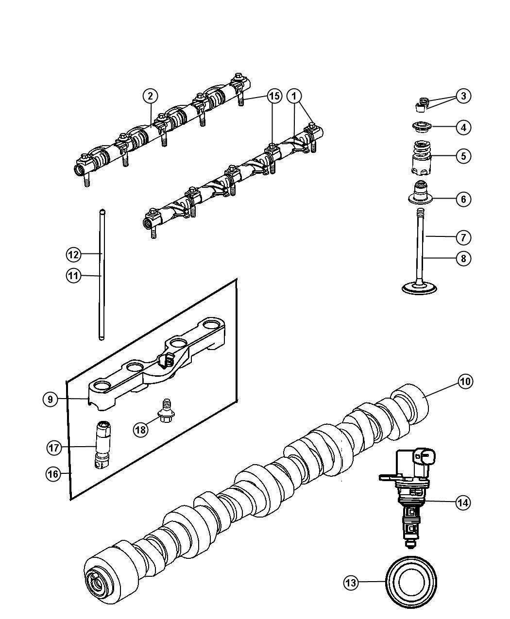 Diagram Camshaft And Valvetrain 5.7L [5.7L Hemi Multi Displacement Engine]. for your Dodge Magnum  