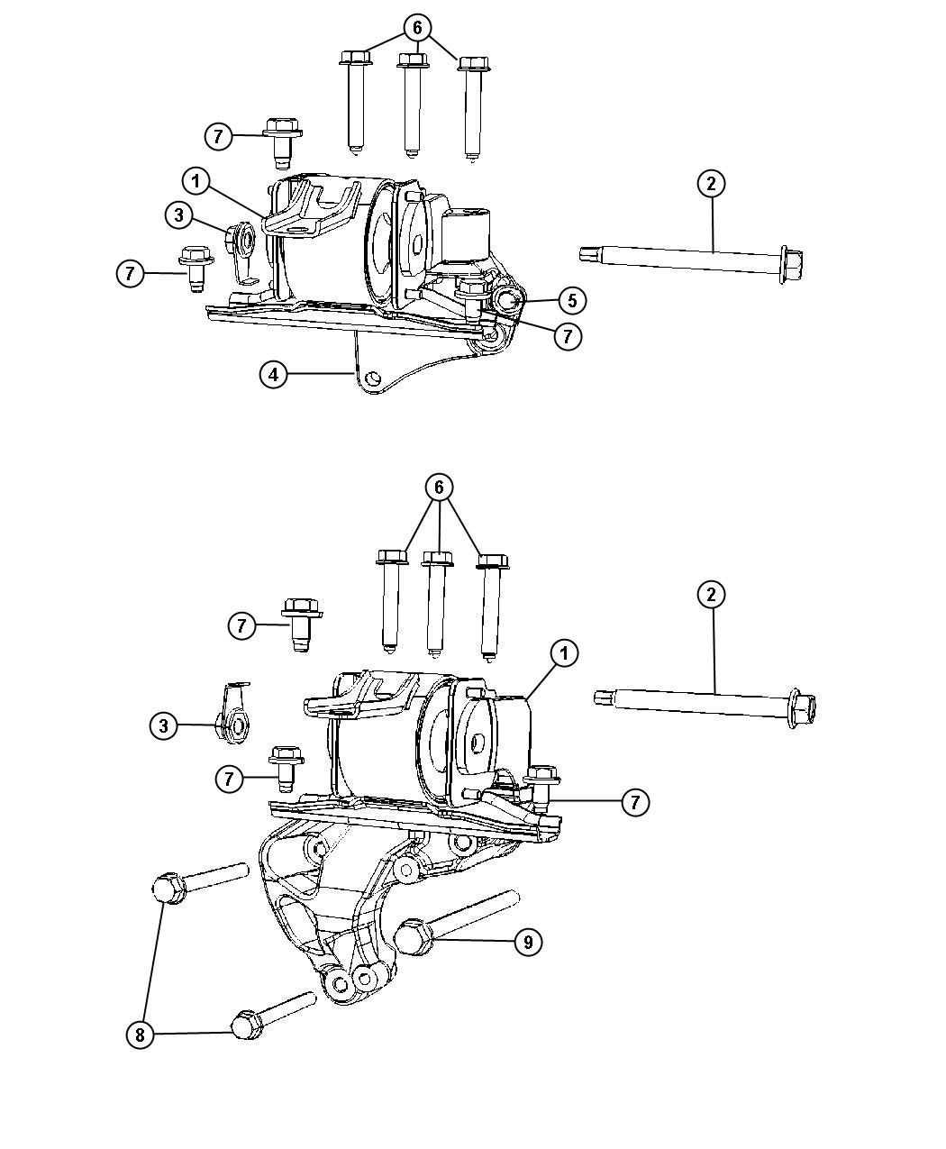 Diagram Engine Mounting Right Side AWD/4WD 2.4L [2.4L 4 Cyl DOHC 16V Dual VVT Engine]. for your 1999 Chrysler 300  M 