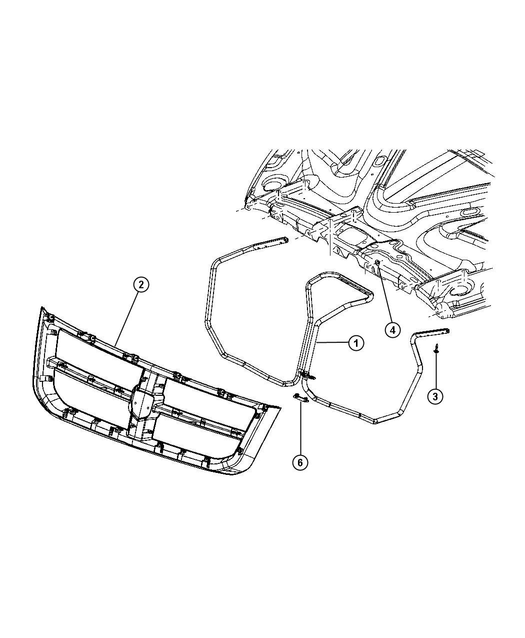 Diagram Grilles and Attaching Hardware. for your 1997 Dodge Ram 1500   