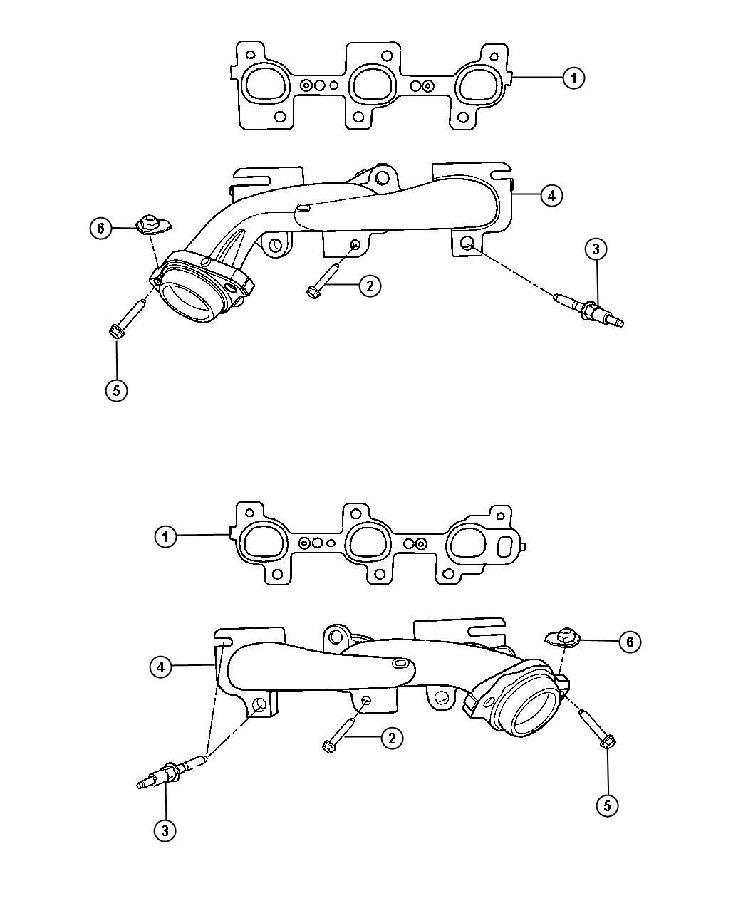 Diagram Exhaust Manifolds 3.7L [3.7L V6 Engine]. for your 1999 Chrysler 300  M 