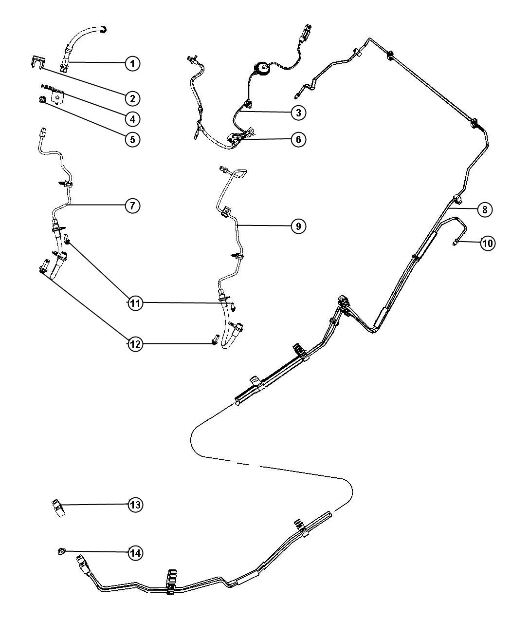 Diagram Brake Tubes and Hoses, Rear and Chassis. for your 2002 Chrysler 300  M 