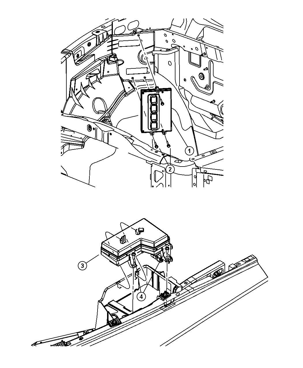 Diagram Modules Engine Compartment. for your 2008 Dodge Ram 1500  LARAMIE MEGA CAB 