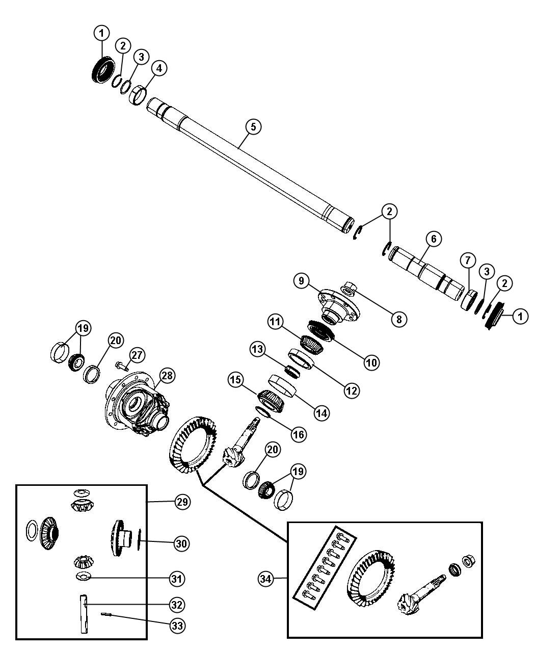 Diagram Differential Assembly, Front. for your 2003 Chrysler 300  M 