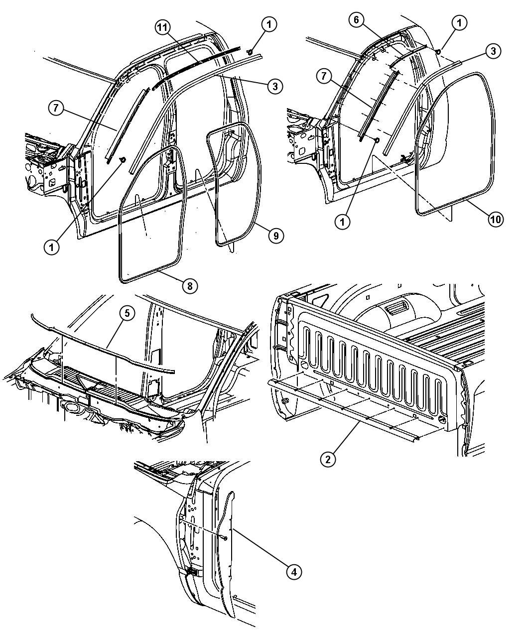 Diagram Body Weatherstrips and Seals. for your Dodge Dakota  