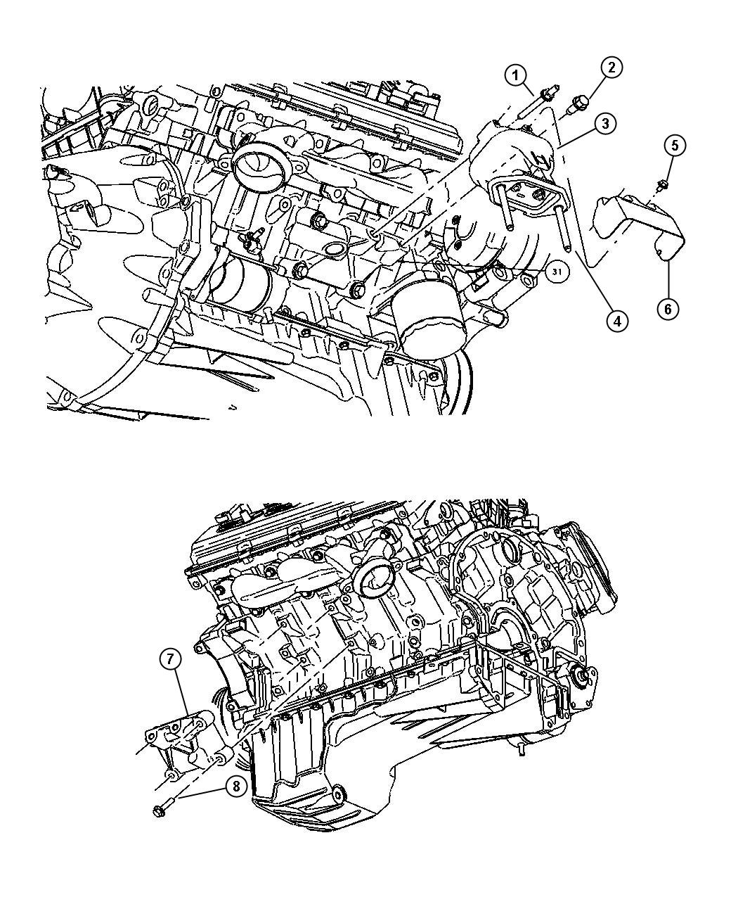 Diagram Engine Mounting Right Side RWD/2WD 6.1L [6.1L SRT HEMI SMPI V8 Engine]. for your Dodge Charger  