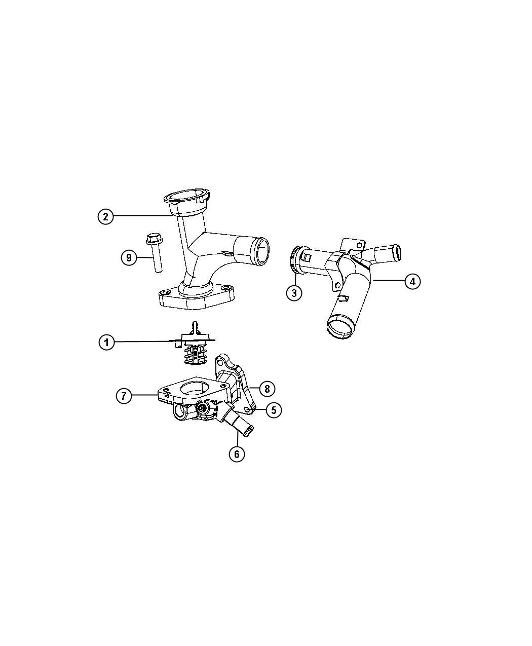 Diagram Thermostat and Related Parts. for your 2007 Chrysler Sebring Touring  