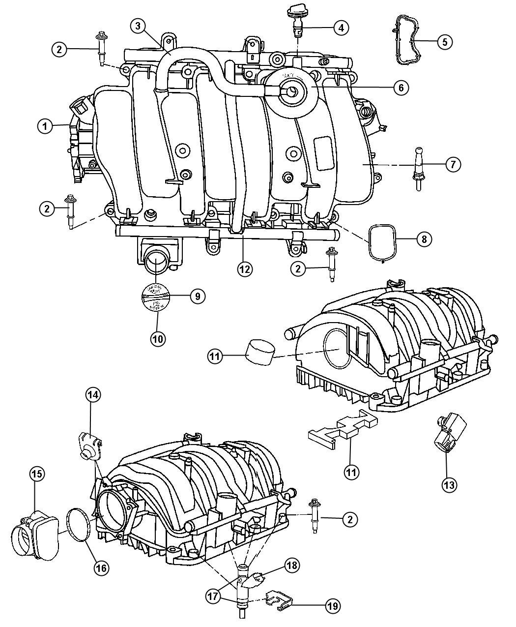 Diagram Intake Manifold 5.7L [5.7L V8 HEMI MDS ENGINE]. for your Dodge Charger  