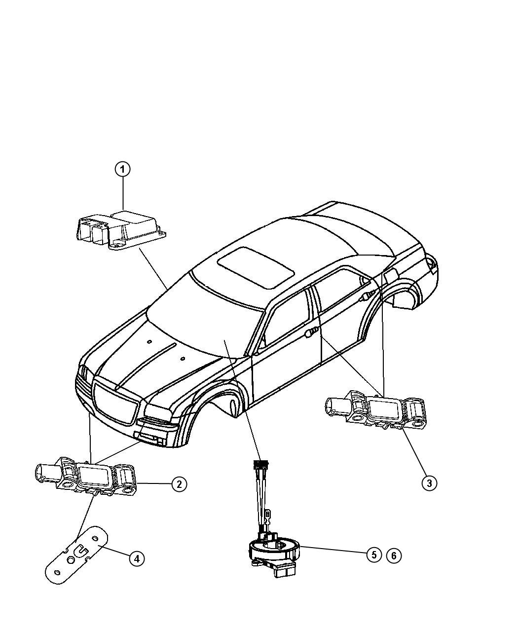 Diagram Air Bag Module, Impact Sensors, and Clockspring. for your Dodge Avenger  