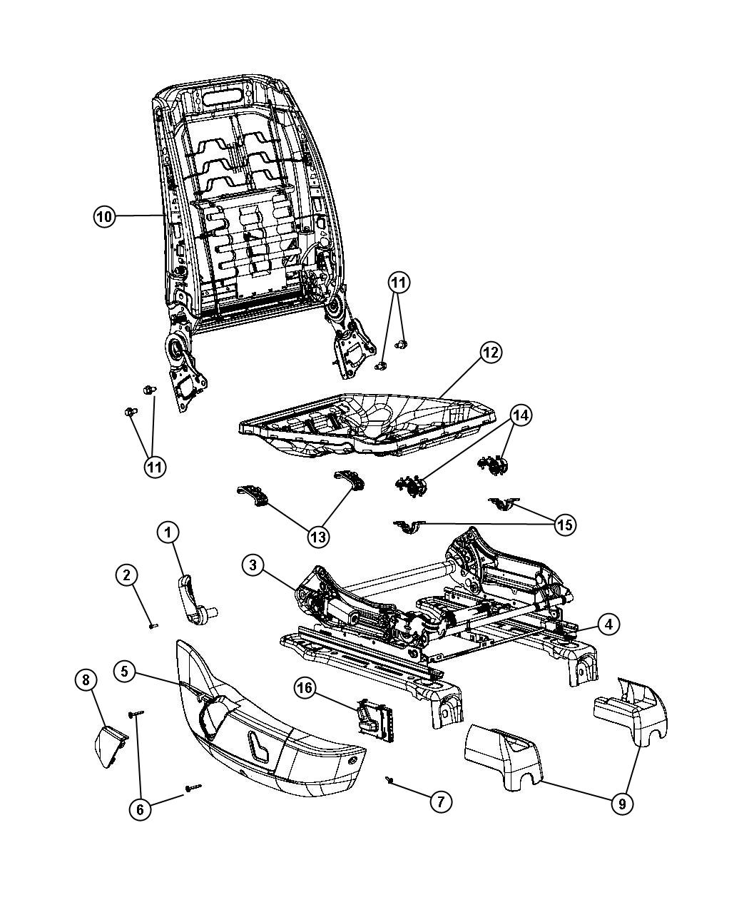 Diagram Adjusters, Recliners, and Shields- Passenger Seat Power. for your Chrysler 300 M 