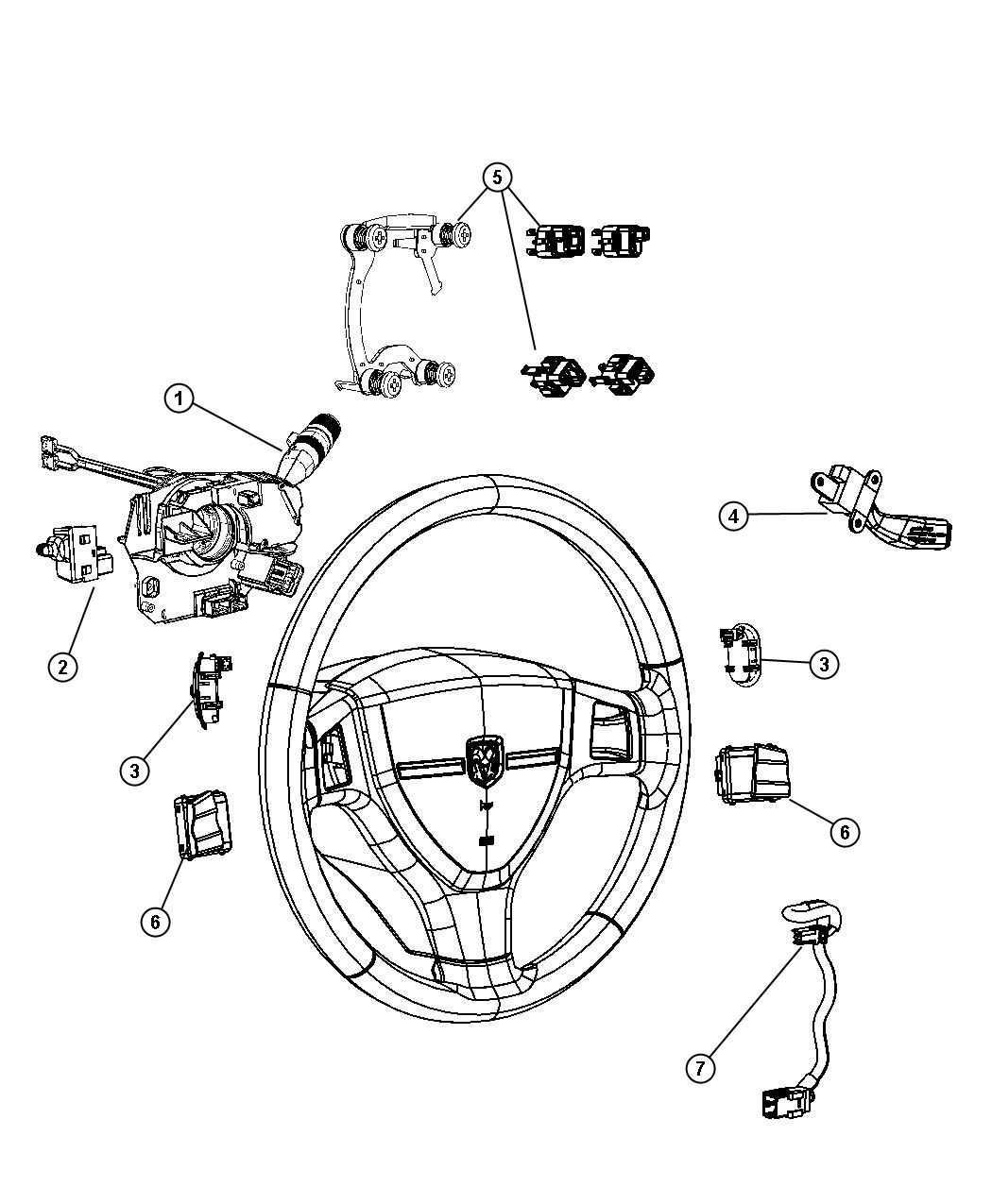 Switches Steering Column and Wheel. Diagram