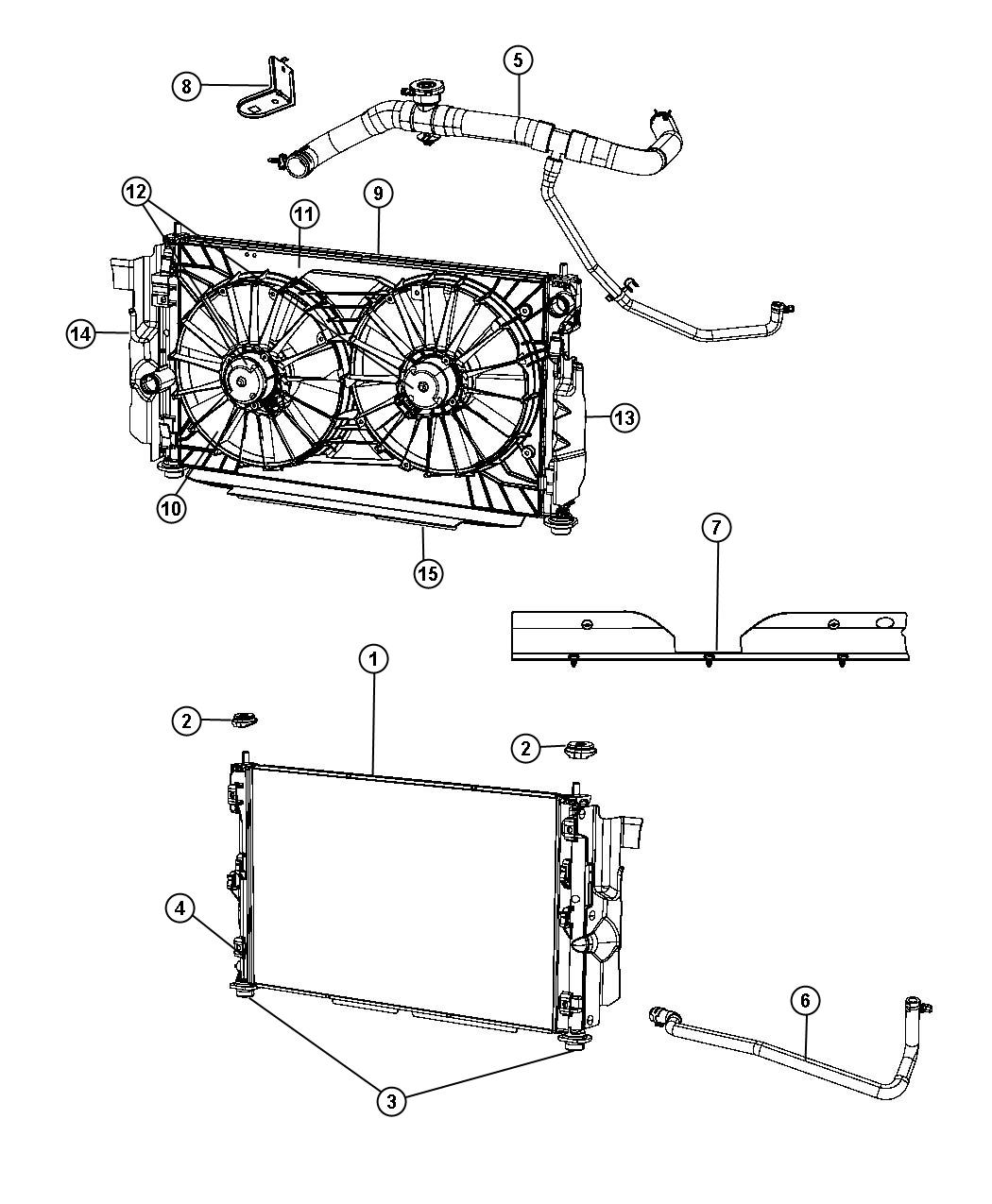 Diagram Radiator and Related Parts. for your 2012 Jeep Patriot   