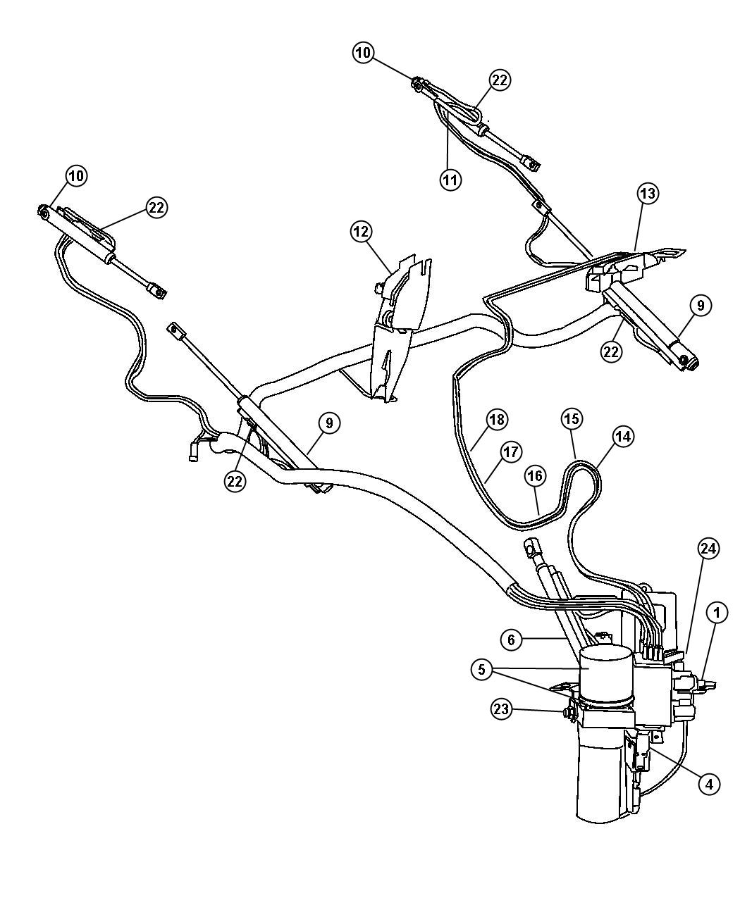 Diagram Convertible Roof - Motor and Pump. for your 2008 Chrysler Crossfire   