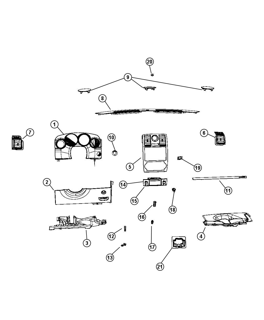 Diagram Instrument Panel Trim. for your Chrysler 300 M 