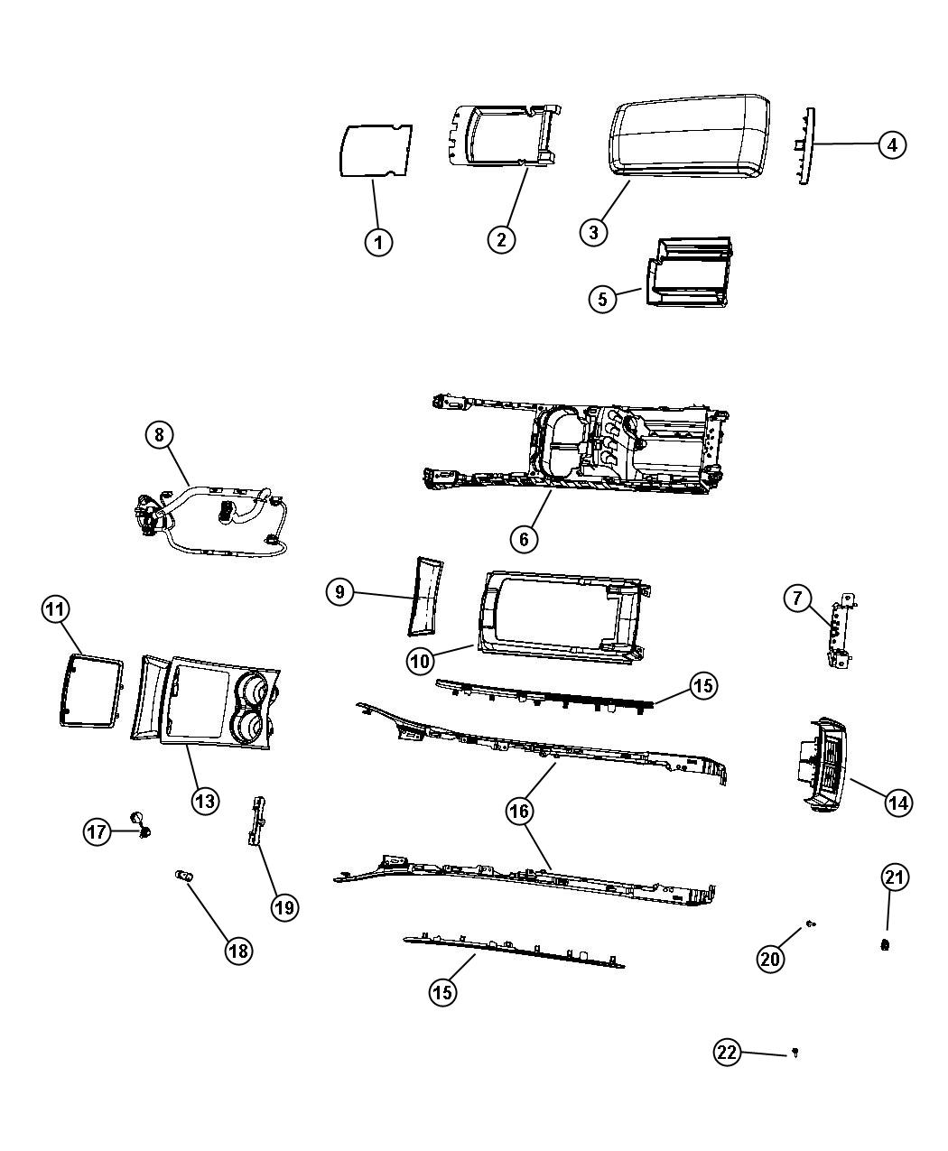 Diagram Floor Console Front. for your 2004 Chrysler 300  M 