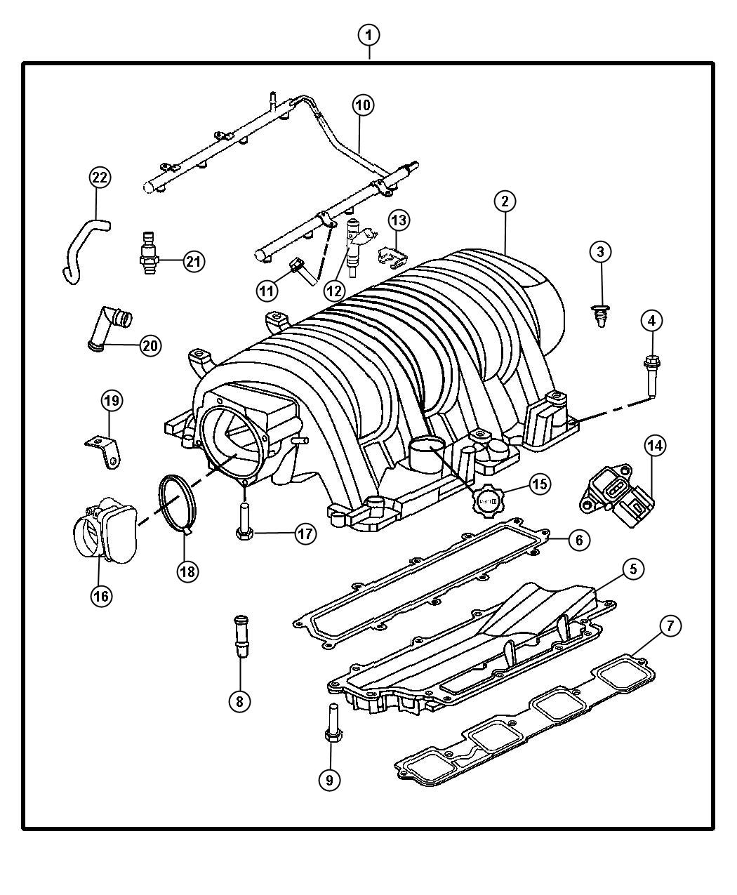 Diagram Intake Manifold 6.1L [6.1L SRT HEMI SMPI V8 Engine]. for your Chrysler