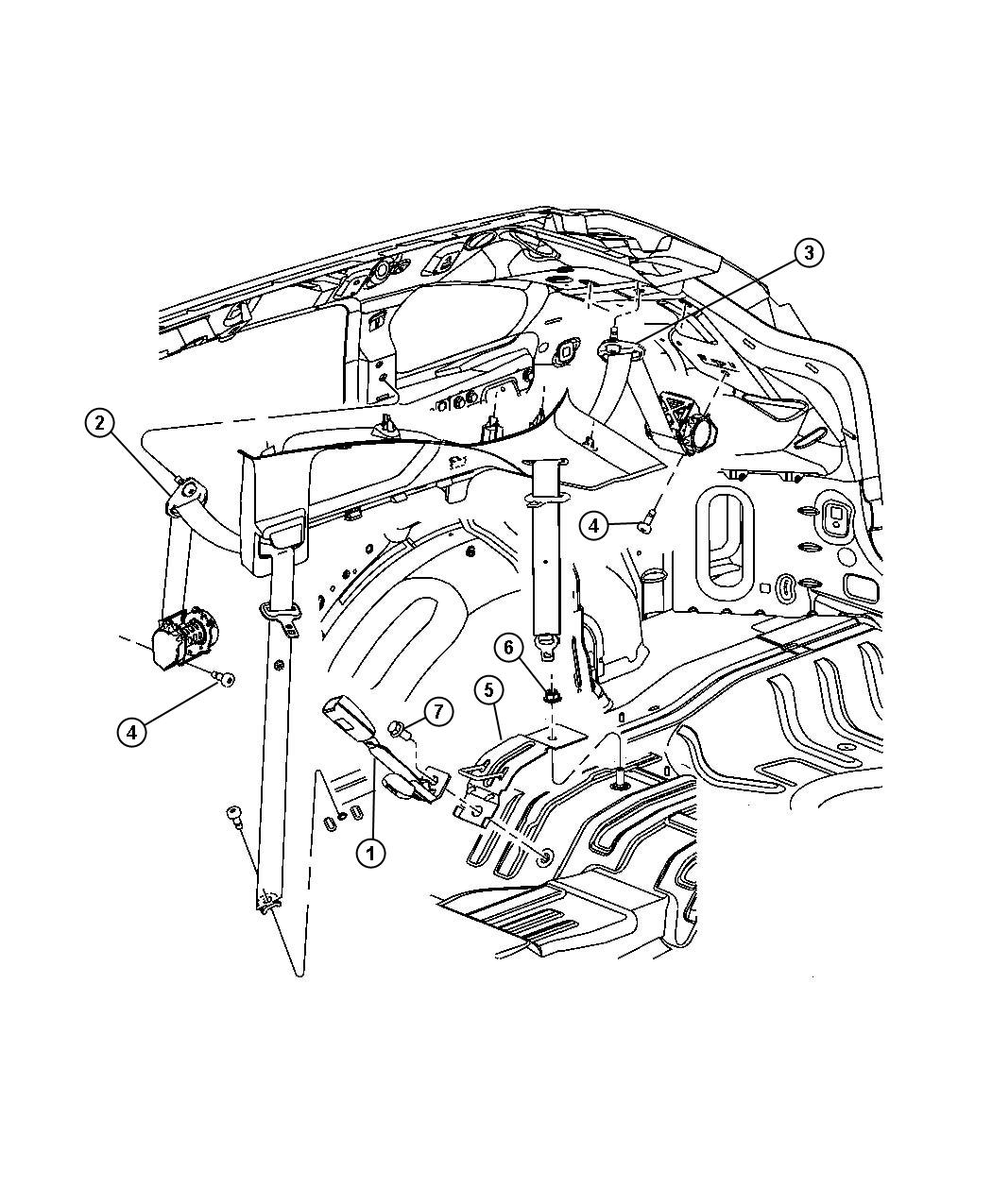 Diagram Seat Belt Rear. for your Dodge Caliber  