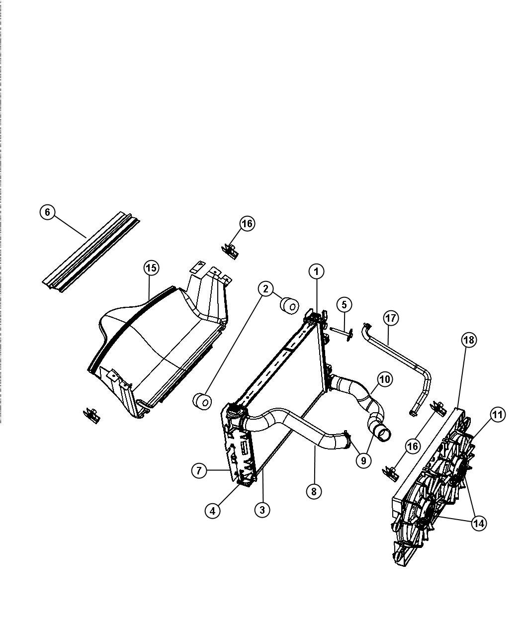 Diagram Radiator and Related Parts Gas. for your 2010 Dodge Dakota   