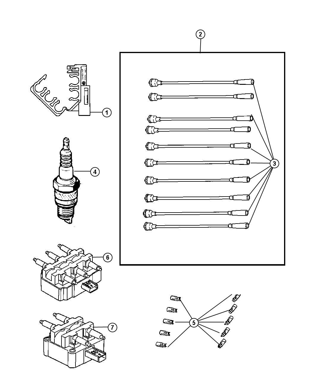 Spark Plugs, Ignition Wires, Ignition Coil. Diagram