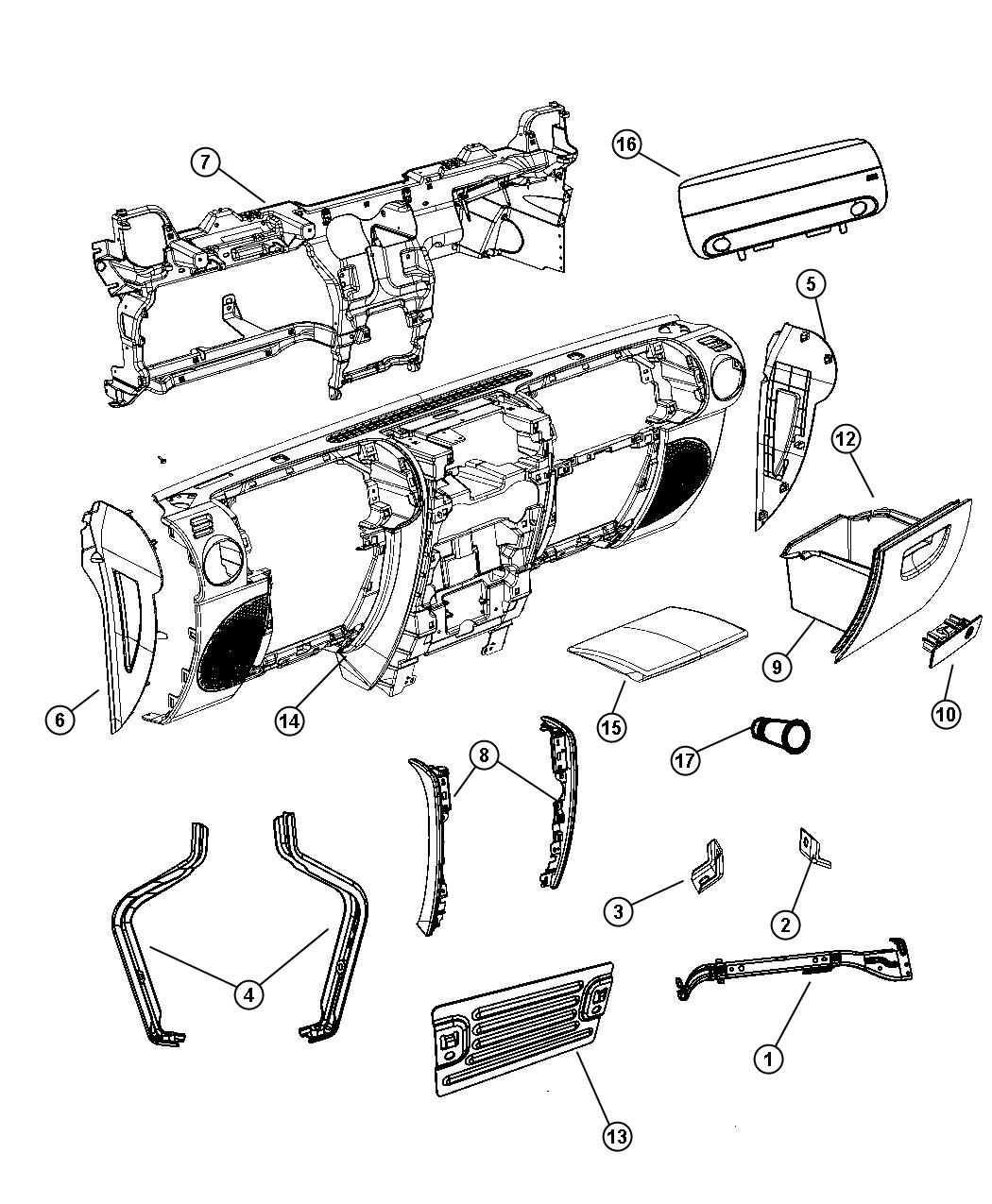 Diagram Instrument Panel and Structure. for your Jeep