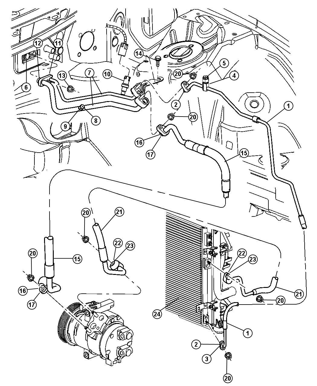 Diagram A/C Plumbing. for your 2020 Dodge Charger   