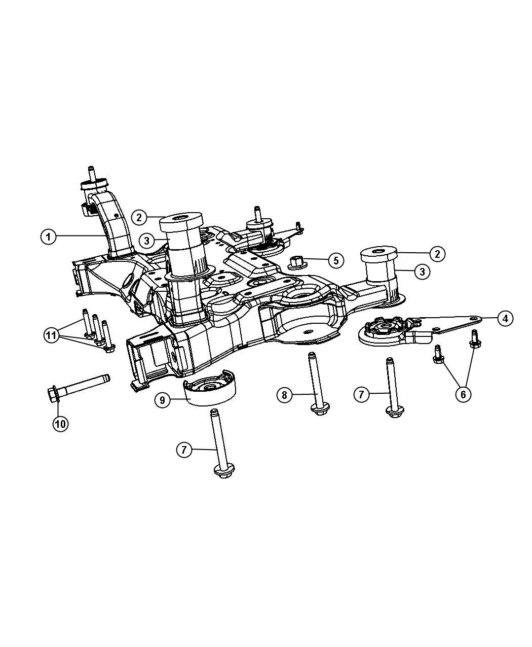 Diagram Crossmember, Front Suspension. for your 2021 Chrysler Pacifica Hybrid Touring L 3.6L V6 