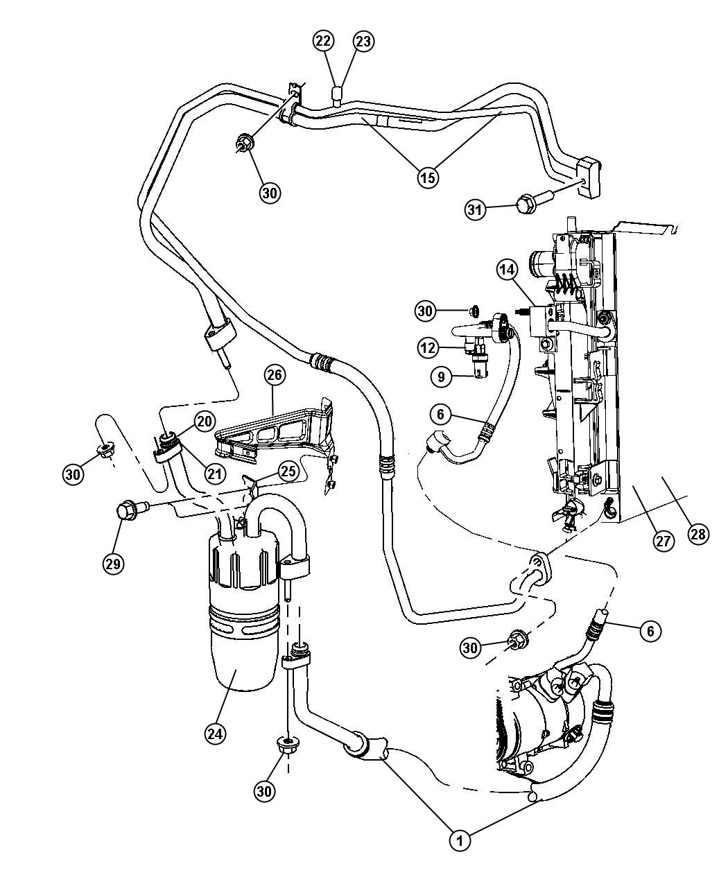 Diagram A/C Plumbing. for your 2004 Chrysler 300 M  