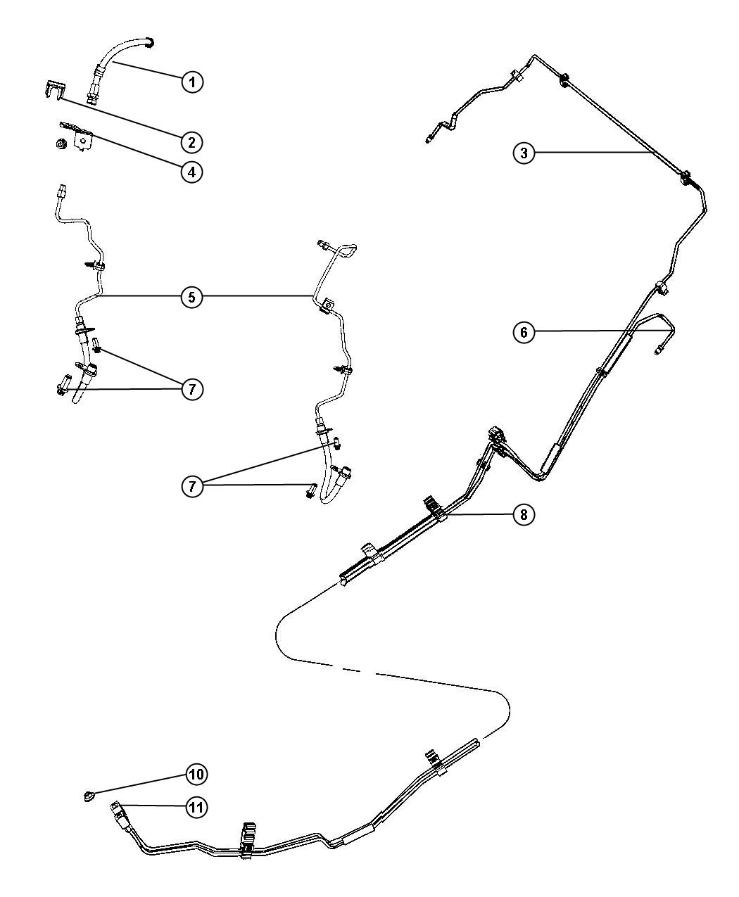 Brake Tubes and Hoses, Rear and Chassis. Diagram