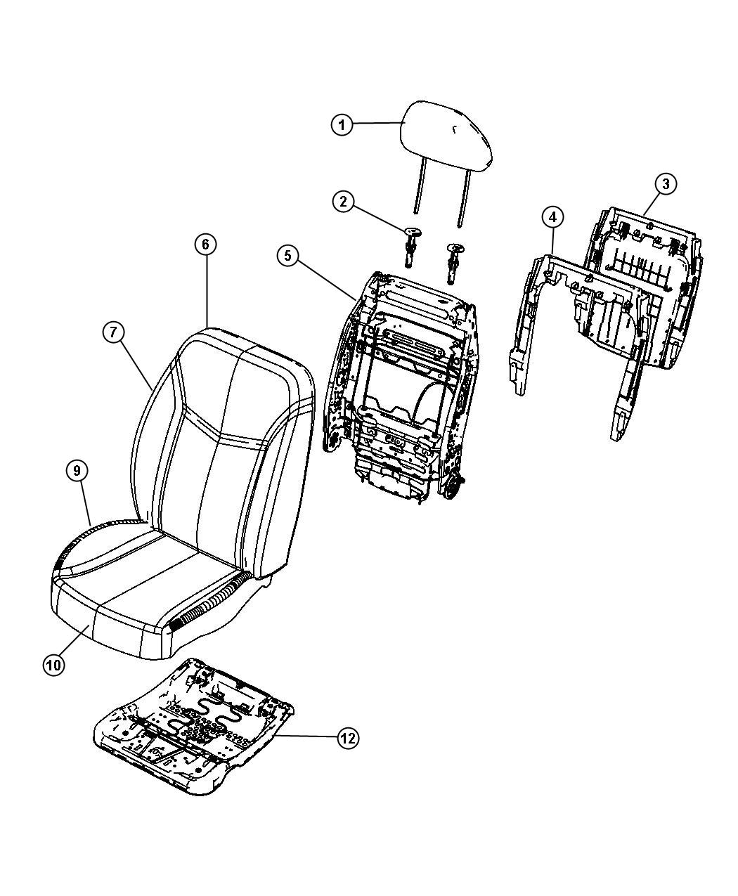 Front Seat - Bucket -Trim Code [J8]. Diagram