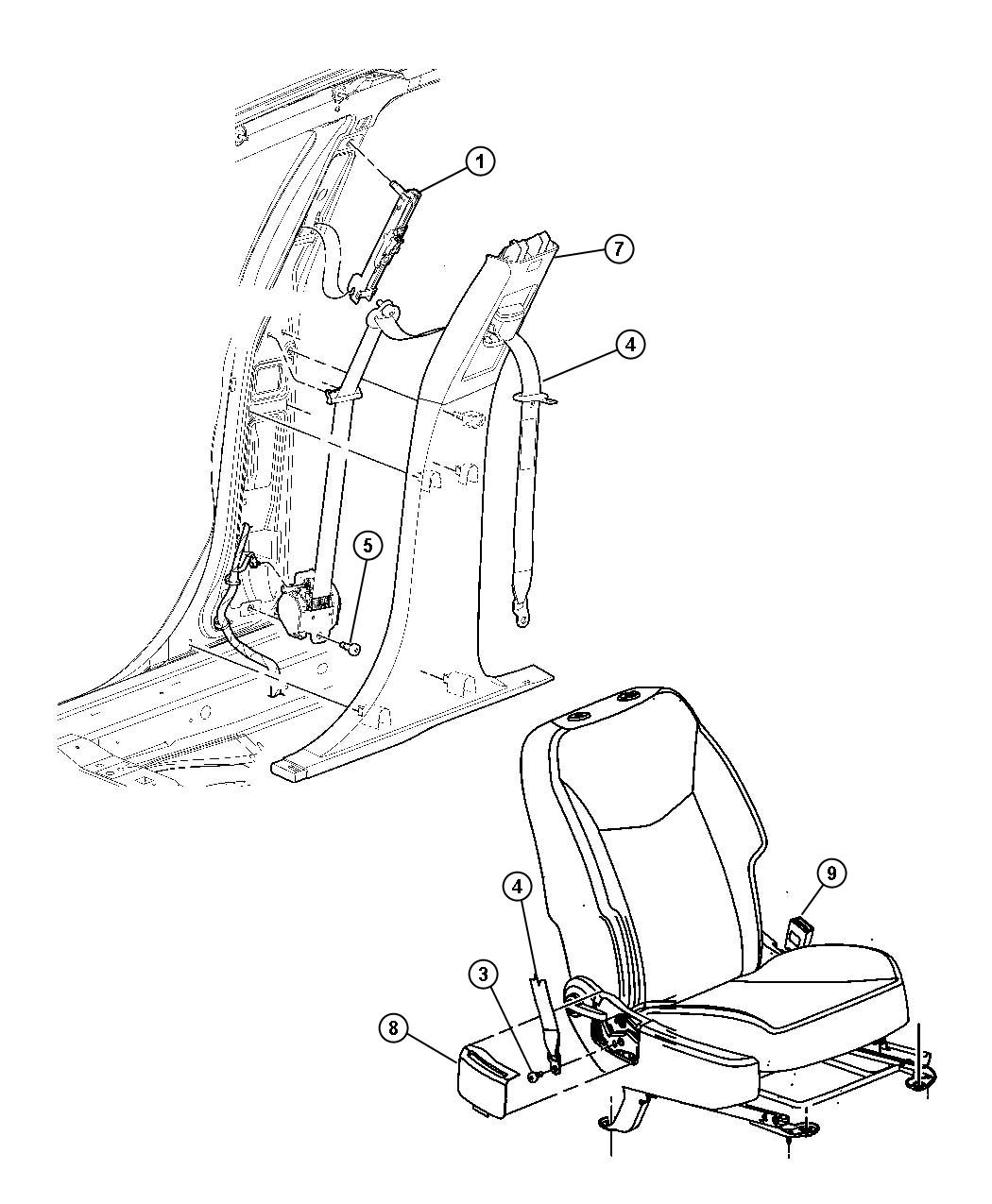 Chrysler Sebring Seat belt. Retractor. Left. [db], with - 0YX331D5AD ...
