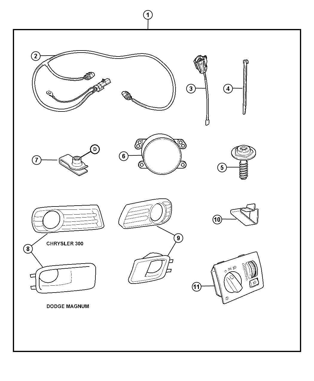 Diagram Light Kit - Fog. for your Dodge Magnum  