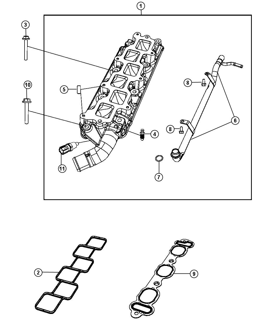 Diagram Lower Intake Manifold 3.5L [3.5L V6 HIGH OUTPUT 24V MPI ENGINE]. for your Dodge